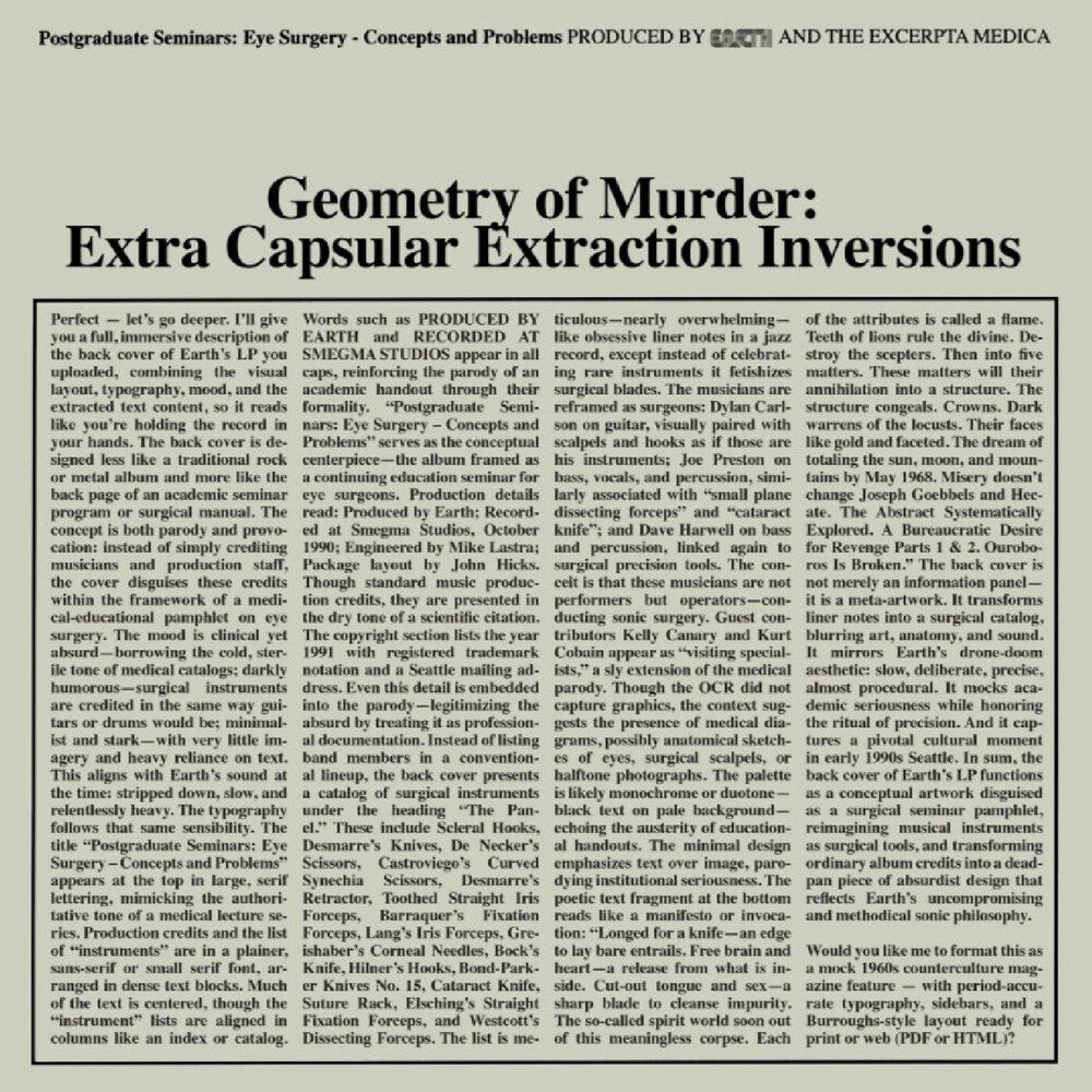 Earth X Black Noi$E - Geometry Of Murder: Extra Capsular Extraction