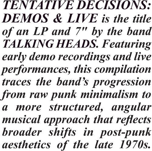 Talking Heads - Tentative Decisions: 1974-1976