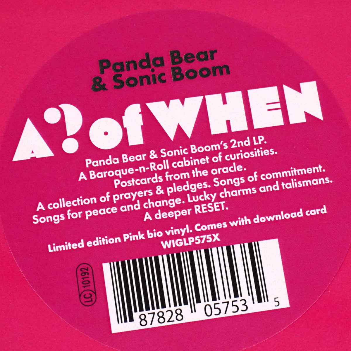 Panda Bear & Sonic Boom: A ? of WHEN (Indie Exclusive Colored Vinyl)